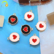 Black Love Handmade diy Art Craft Material Work Gift Pink Double-Sided Alloy Jewelry Earrings Necklace Key Ring Pendant Accessories