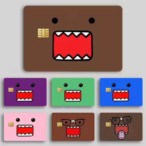 Cartoon D-Domo K-Kun Film Skin Cover Credit Card Stickers 4PCS Debit Front Decoration Bank Bus Pass 