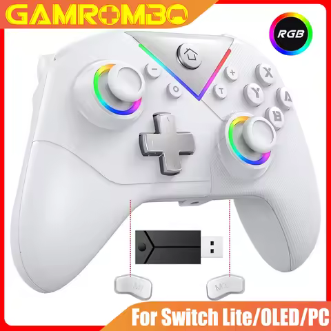 GAMROMBO Game RGB Wireless Controller for Switch Lite/OLED,PC BT Gamepad W/Hall Effect,Turbo, Macro,