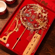 Group Fan Bride Wedding Happy Fan diy Material Package Two-Color Double-Sided Wedding Xiuhe Handmade