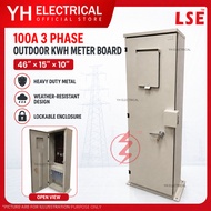 LSE 100A 3 Phase Outdoor KWH Meter Board Metal Box Cabinet 46” x 15” x 10” Lockable Enclosure