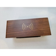 Wooden Digital Alarm Clock with Wireless Charging Large LED Display