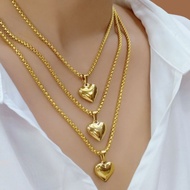 N210 10K Saudi Gold Mix Heart Necklace with Tauco or Curb Chain Hypoallergenic Not Pawnable SOLD SEPARATELY Mira Moda 3