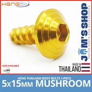 HENG BODY BOLTS | 1PC MUSHROOM/UMBRELLA 5X15MM | GOLD, WHITE GOLD BOLTS | ORIGINAL THAILAND | FOR YAMAHA, SUZUKI, KAWASAKI