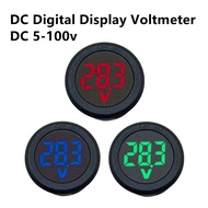 DC 5 100V LED Digital Display Round Two wire Voltmeter DC Digital Car Voltage Current Meter Volt Detector Tester Monitor Panel