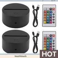 2 Pack 3D Night LED Light Lamp Base + Remote Control + USB Cable, 16 Colors Light Show Display Stand
