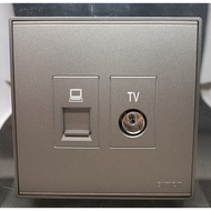 SIMON E6 GREY OUTLET TV CAT 6 DATA OUTLET/