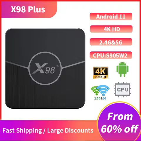 X98Plus TV Box Android 11.0 TV box 4G 32G 64G Set Top Box AV1 BT 2.4G 5G Wifi 4K HDR Video Media Pla