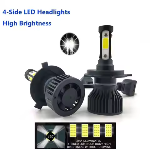 2PCS LED Headlight Bulbs 2 Sides For H11 H4 H7 9005 9006 9004 9007 5202 2 Sides For H3 H1 H27 White 