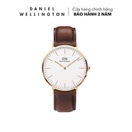 Đồng hồ Daniel Wellington dây da - DW00100006 40 mm Classic 40 St Mawes RG White Mặt Trắng Vỏ Vàng H