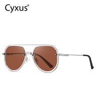 [ใหม่] Cyxus Aviatorแว่นกันแดดโพลาไรซ์สำหรับผู้ชายผู้หญิงชิ้นเดียวกรอบโลหะแฟชั่นShades UV 400 ป้องกั