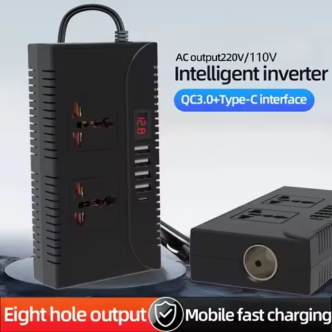 Powlsojx Car Power Inverter with 9 Outputs — QC3.0+Type-C Fast Charging Portable Car Charger for Roa