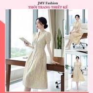 DVC5955 Office V-neck beige floral dress [Dolce Viva Collection (DVC/ACC)]