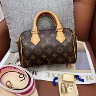芯片款 路易威登/Louis Vuitton Speedy20 老花粉色肩帶無水印磨損