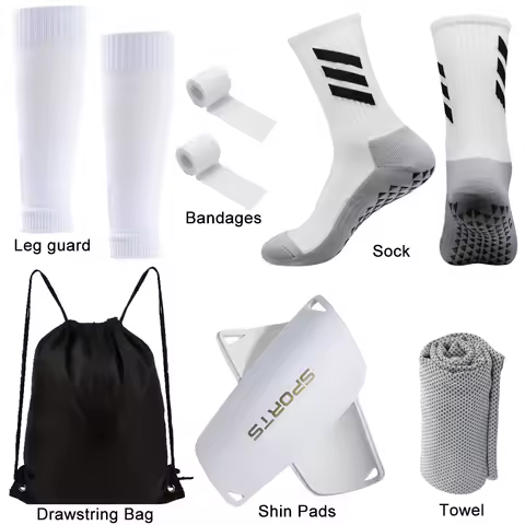 6PCS Sports Towel Adult Football Basketball Tennis Riding Running Socks Leg Guard Bandage Drawstring