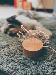 寵物紀念禮物【質感線條】原木Led夜燈藍芽喇叭   客製化夜燈