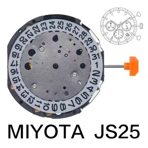 Miyota JS25 Quartz Movement 12 1/2'' SC-Chronograph with 3 Sub-Dials at 3-6-9 And Date Indicator at 