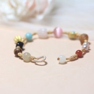 【多寶手串】和田玉碧玉翡翠蜜蠟琥珀多寶手鏈十全十美編織繩女友