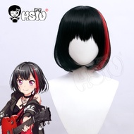 Mitake Ran Cosplay Wig Game Bang Dream! Cosplay HSIU Black Mixed Red Short Hair+ Free nd Wig Cap