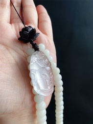 天然瑪瑙 白玉菩提 觀音 菩薩 黑檀蓮花 保平安 手機鍊佛像