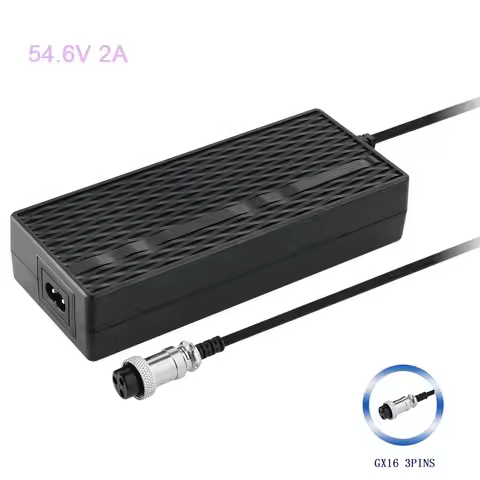 48v 13s 54.6v 2a lithium battery charger dc connector with GX16 3 pins