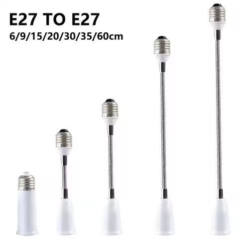 Flexible E27 to E27 LED Bulb Extension Lamp Holder 20CM 30CM 40CM 50CM 60CM Light Socket LED Lamp Ba