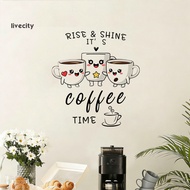 livecity|  Coffee Quote Sticker Funny Coffee Wall Decal Removable Peel and Stick Latte Art Sticker f