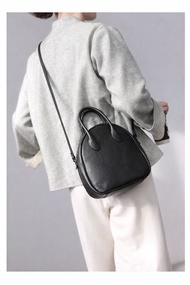 真皮貝殼包 手提斜背 2WAY 小巧大容量 頭層摔紋牛皮