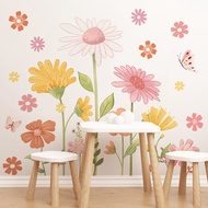 Plant Flower Wall Stickers, Colorful Small Flowers, Self-Adhesive, Living Room Bedroom Home Decorati