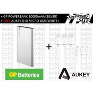 GP Powerbank 10000mAh (Silver) + Free Aukey D10 Micro Usb  (White)