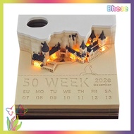 Bhece Thời Gian Mảnh Lịch 2026 Bàn Lịch Với Ánh Sáng LED 3D Xé-Away Lịch Giấy Khắc Nghệ Thuật Memo P