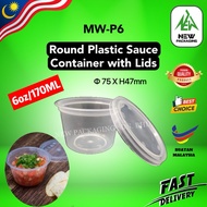 MW-P6 6oz Sauce Container with Lids 180ML [100 Sets] – Bekas Sos Kecil / Plastik Bulat