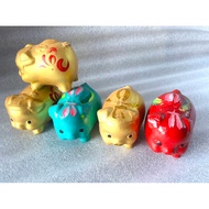 Metallic gold fortune piggy bank, mini size KT 13x10x9cm, colorful piggy bank