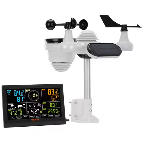 SucceBuy 7-in-1 Wireless Weather Station 7.5in Large Color Display Digital Home Weather Station for 