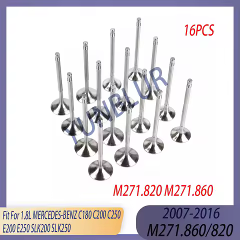 16PCS Enigne Part Intake & Exhaust Valve Kit Fit 1.8 L M271 .860 07-16 For MERCEDES-BENZ C180 C200 C