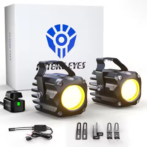 Future Eyes F150S - 60W LED Motorcycle Fog Lights Kit, White/Amber Driving Lights with High/Low Beam