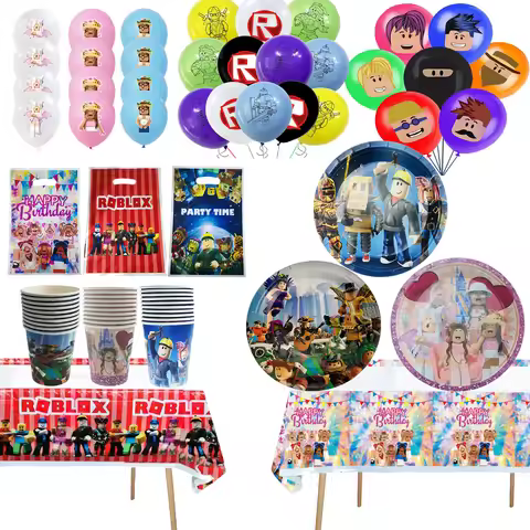 Roblox Birthday Party Decorations Supplie Roblox Game Celebration Party Balloons Disposable Tablewar