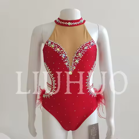 LIUHUO Red Lyrical Dancing Dress for Performance Color Pole Skirt Factory Customize JC435