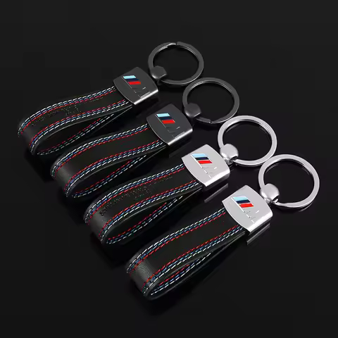 Leather Car Emblem Key Fobs Keyring For BMW M E30 E39 E46 E90 E93 E60 F10 M5 M6 M7 X4 X5 Interior Mo