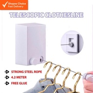 Telescopic Invisible Clothesline | Stainless Steel Wire | Retractable Laundry Rope | Tali Gantung Ba