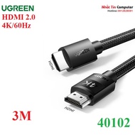 Ugreen 40102 3M Long HDMI 2.0 Cable With nylon Coated Supports High-End 60Hz Resolution