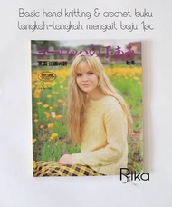 Basic hand knitting & crochet buku langkah-langkah mengait baju 1pc