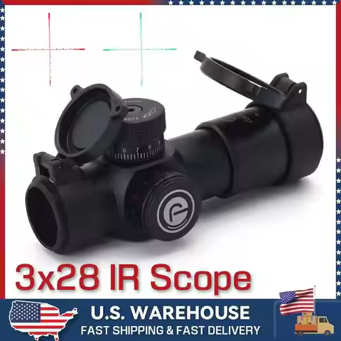 Tactical HD 3X28 IR Red Green Crosshair Short Rifle Scope Outdoor Optics Airsoft