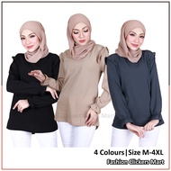 FC Mart - Women Blouse / Blouse Muslimah Plus Size / Long Sleeves Casual Blouse / Baju Perempuan Style / Blause Wanita