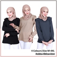 FC Mart - Women Blouse / Blouse Muslimah Plus Size / Long Sleeves Casual Blouse / Baju Perempuan Sty