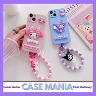 Vivo Y21T Y33s Y33T Y35 Y36 Y78 Y100 fon sarung lembut cute kuromi kitty melody cartoon 3D chain sof