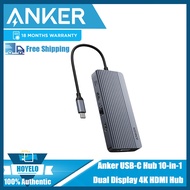 Anker 10-in-1 USB C Hub, Dual-Display USB-C Hub 4K HDMI Display with 100W Max Power Delivery, 5 Gbps USB-C and USB-A Data Ports