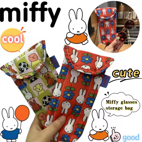Miffy bunny glasses storage bag high-quality cartoon print creative outdoor sunglasses magnetic clip
