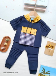 Setelan Anak Laki - Laki / Baju Bayi Laki- Laki Model Hoodie Lengan Pendek Celana Panjang Ada Kanto