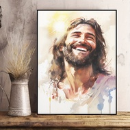 1pc Art Canvas Painting, Laughing Christ, Christ's Smile, Jesus Portrait, Jesus Painting, Jesus Art,